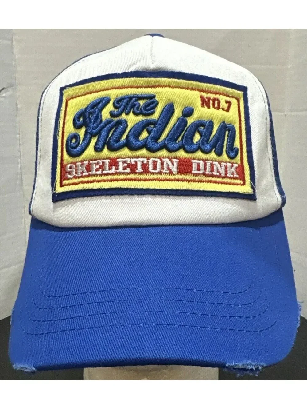 The Indian Skeleton Drink #7 Blue Mesh Snapback Baseball Cap